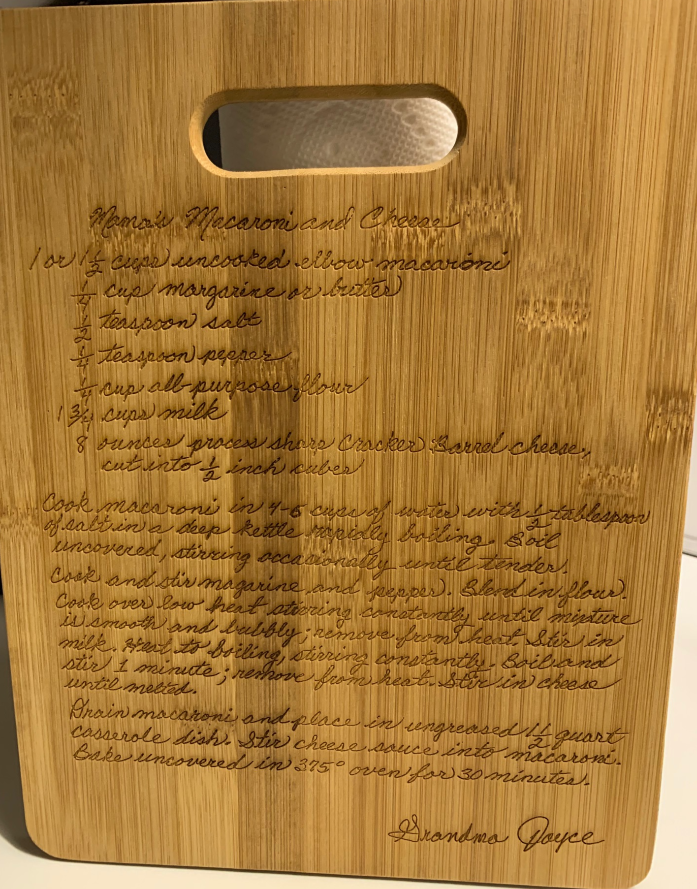 Heirloom Recipe Engraved or Etched Cutting Boards