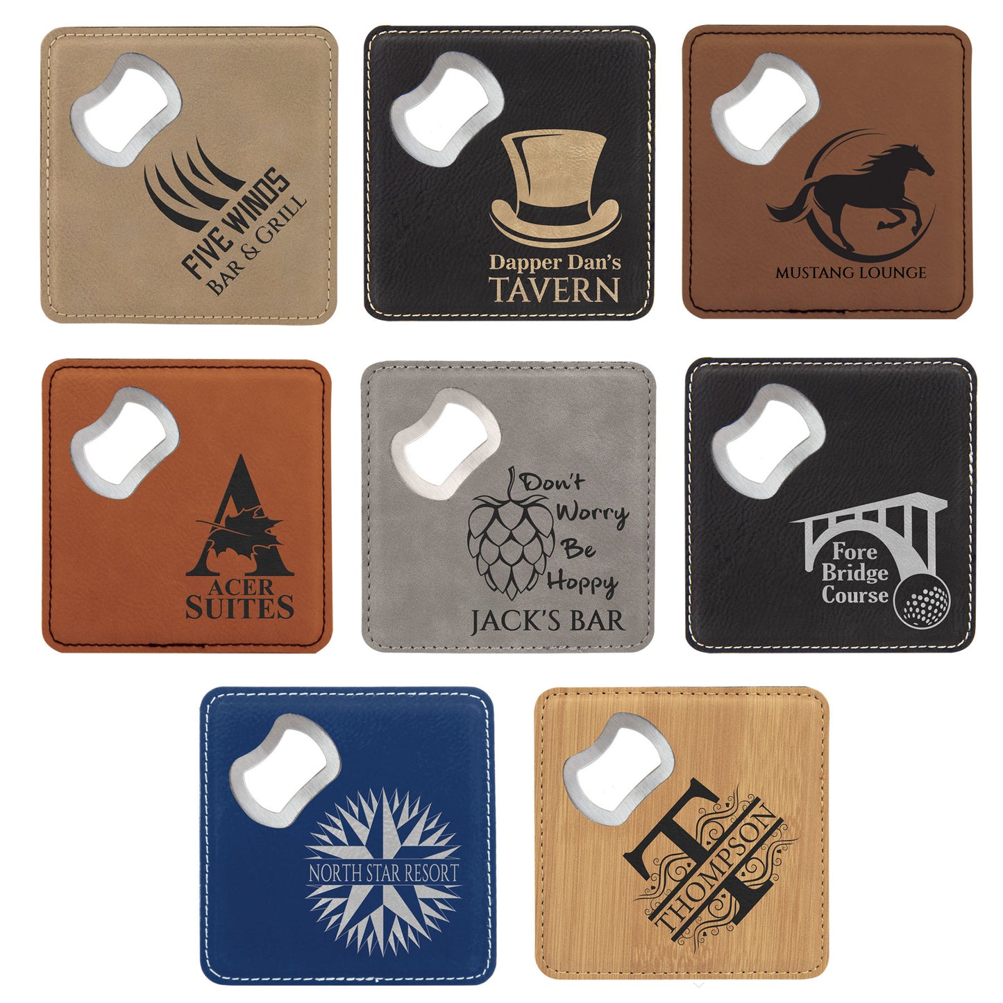 Personalized Leatherette Bottle Opener Coaster