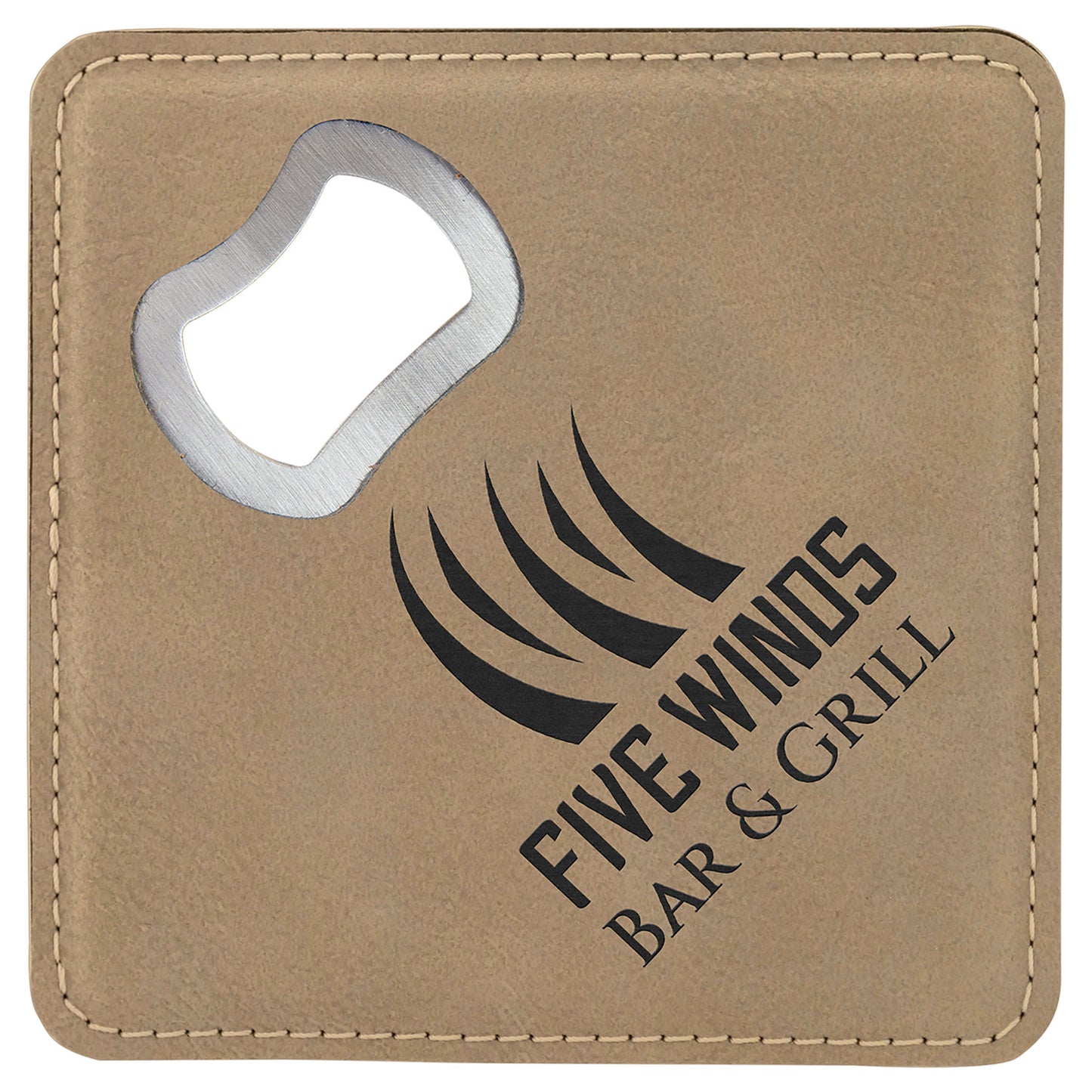 Personalized Leatherette Bottle Opener Coaster