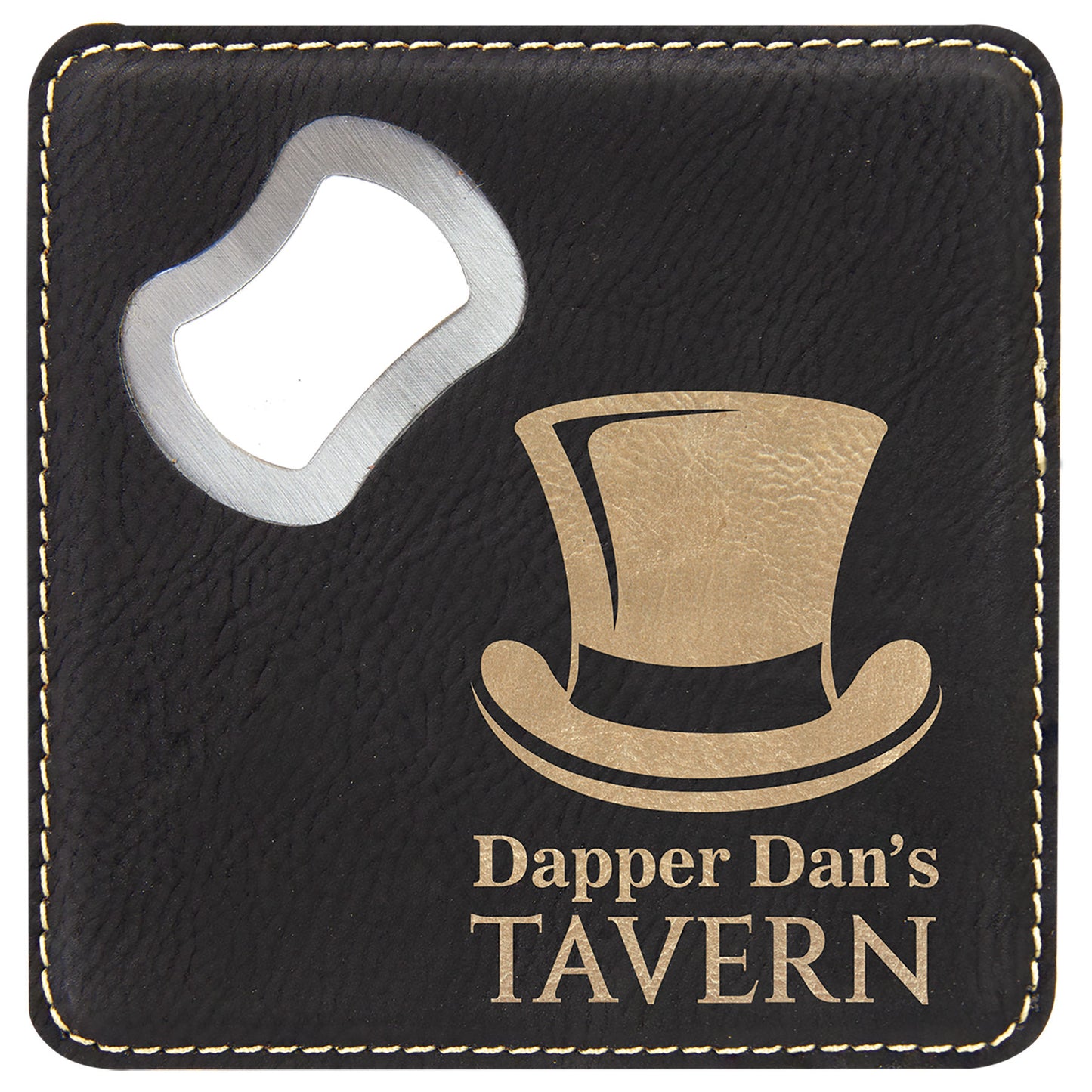 Personalized Leatherette Bottle Opener Coaster