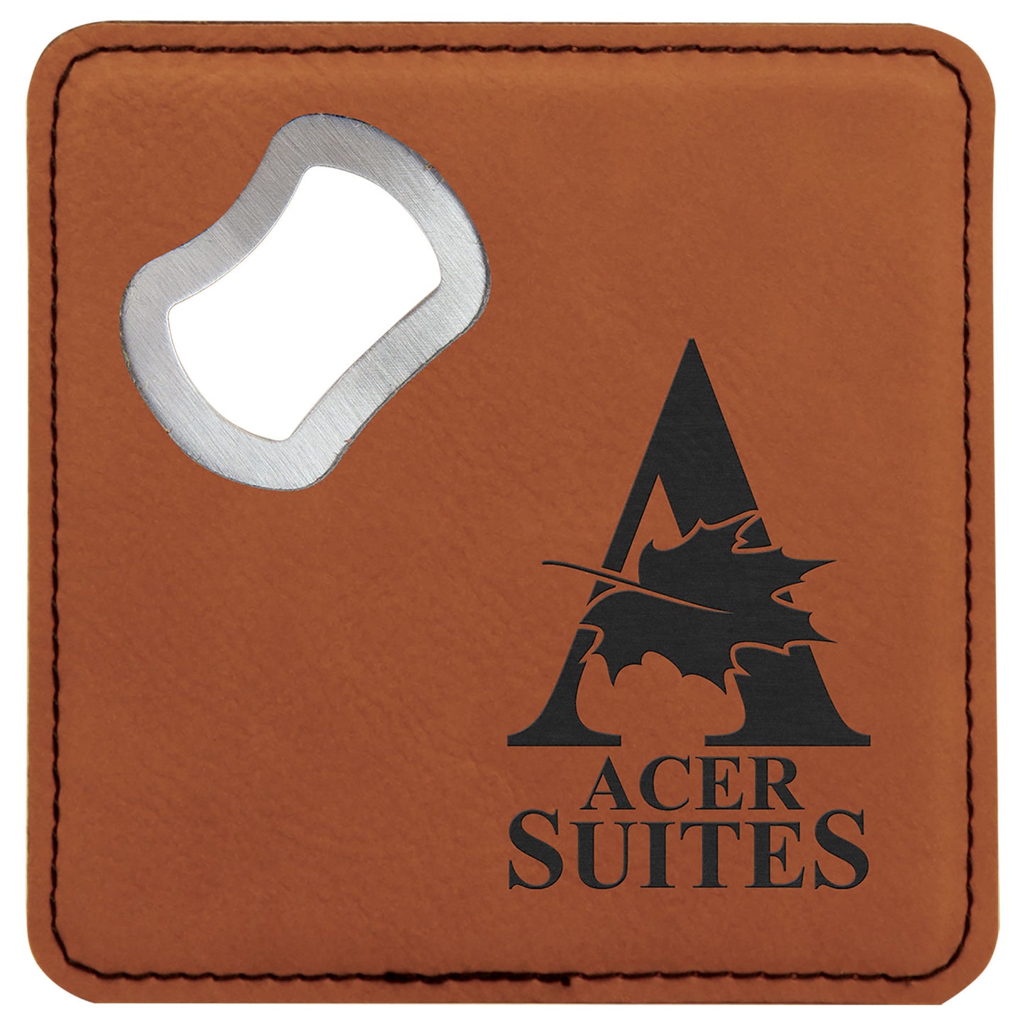 Personalized Leatherette Bottle Opener Coaster