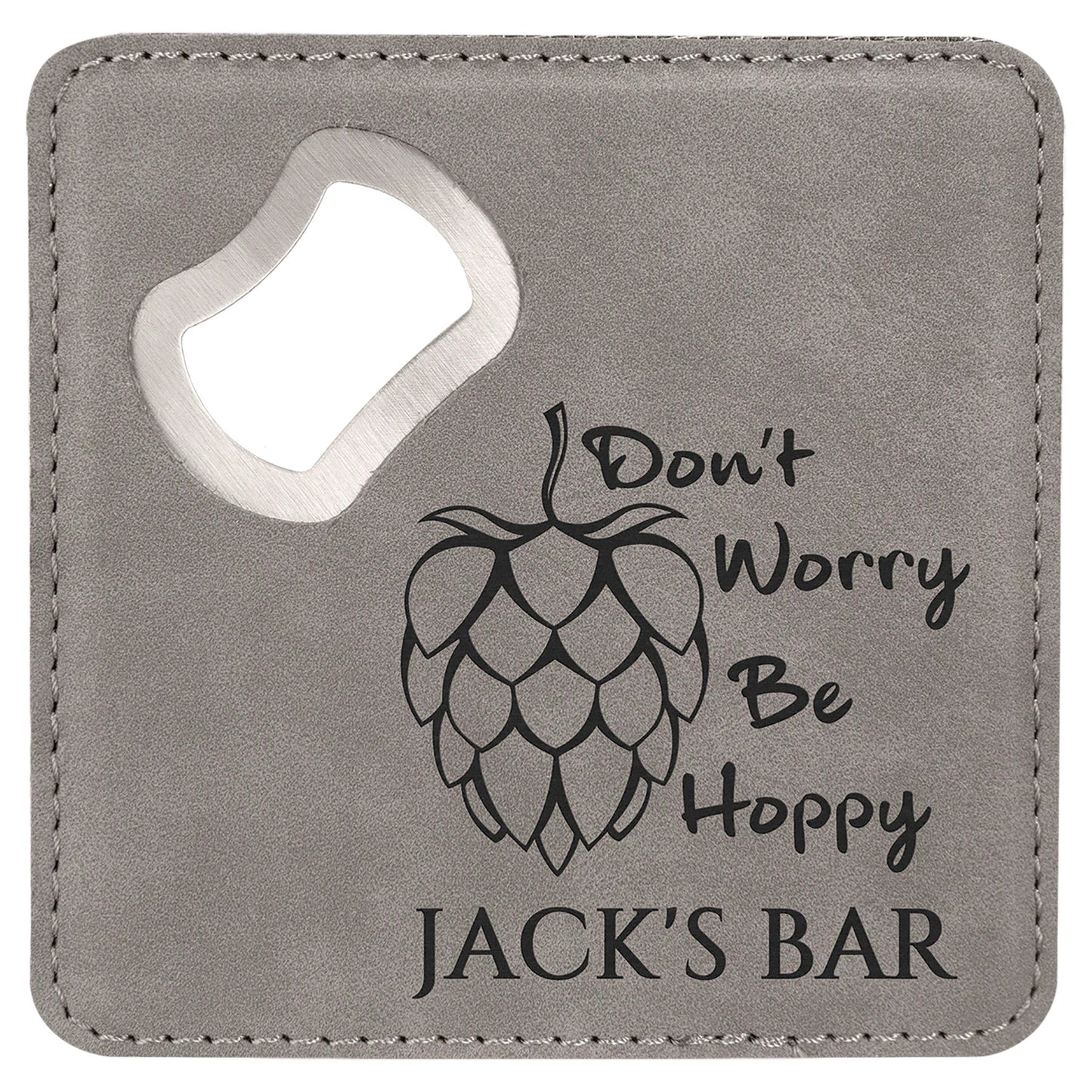 Personalized Leatherette Bottle Opener Coaster