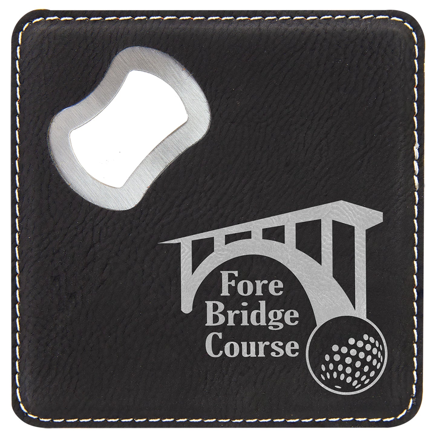 Personalized Leatherette Bottle Opener Coaster