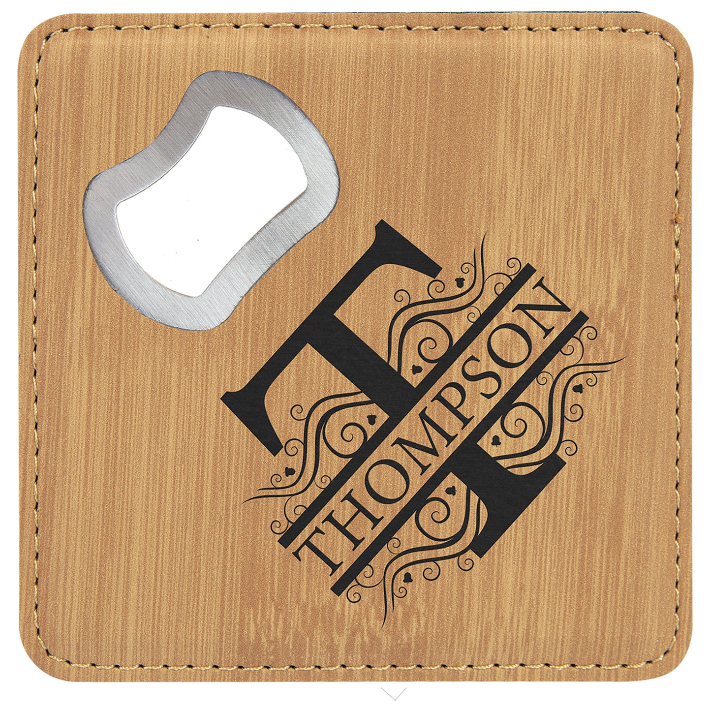 Personalized Leatherette Bottle Opener Coaster