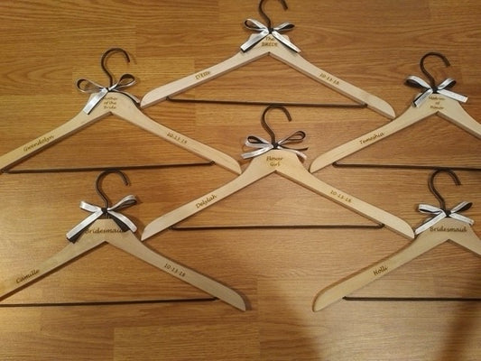 Bridal Party Personalized Engraved Wooden Hangers